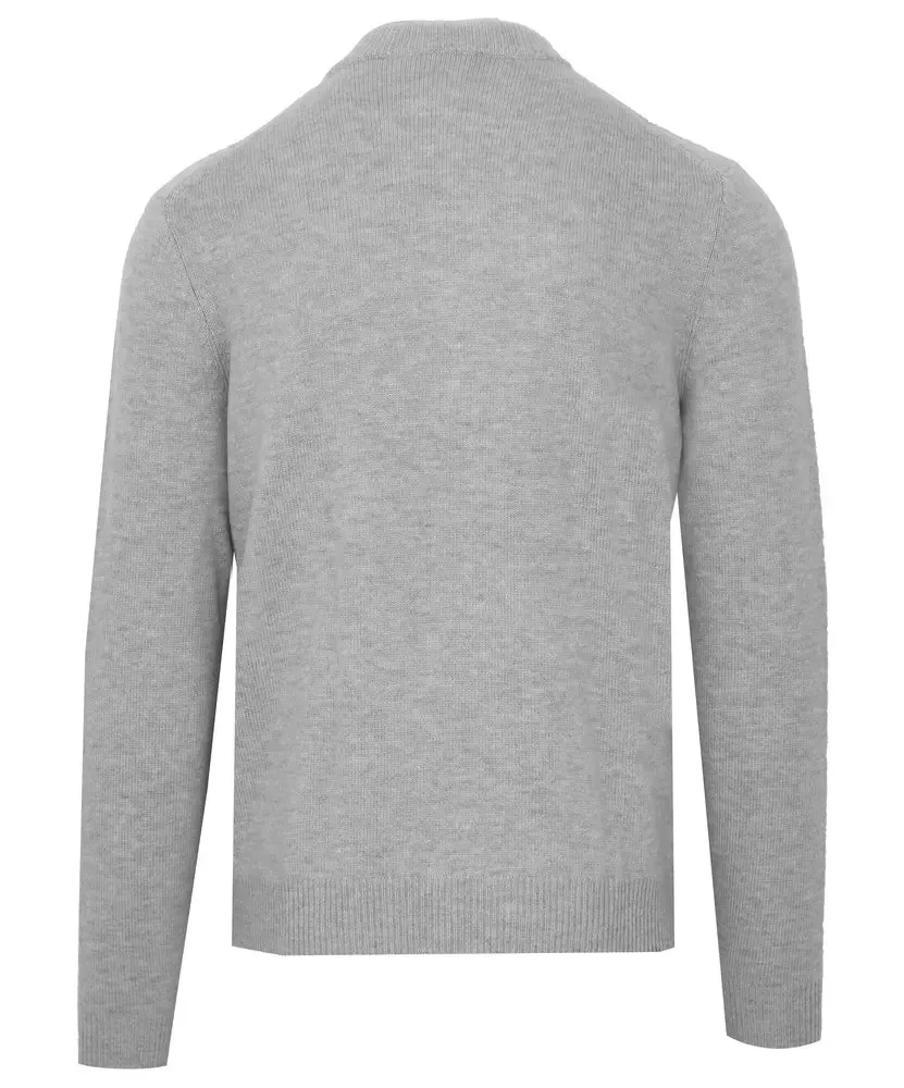 Malo Gray Wool Men Sweater with Diamond Stitching