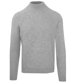 Malo Gray Wool Men Sweater with Diamond Stitching