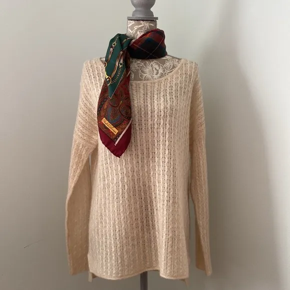 Margaret O’Leary Cashmere Spun Silk Sweater Cream Ivory Small