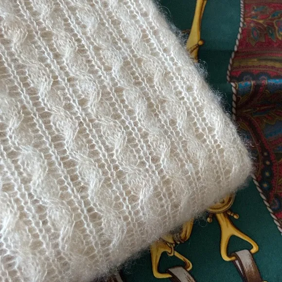 Margaret O’Leary Cashmere Spun Silk Sweater Cream Ivory Small