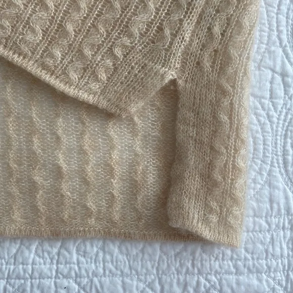 Margaret O’Leary Cashmere Spun Silk Sweater Cream Ivory Small