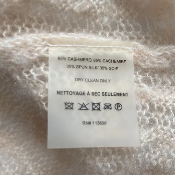 Margaret O’Leary Cashmere Spun Silk Sweater Cream Ivory Small