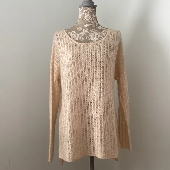 Margaret O’Leary Cashmere Spun Silk Sweater Cream Ivory Small