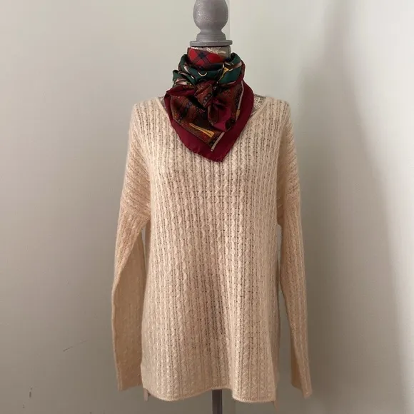 Margaret O’Leary Cashmere Spun Silk Sweater Cream Ivory Small