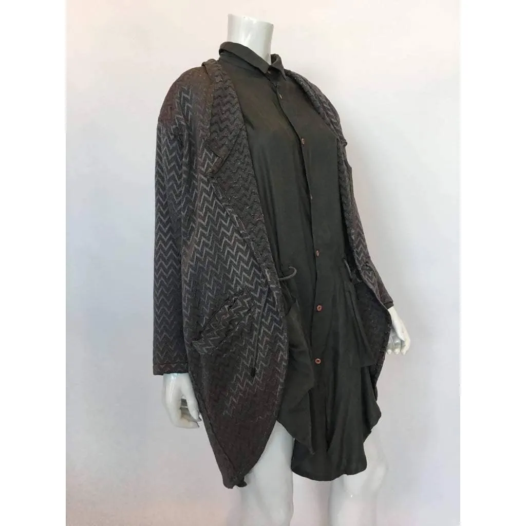 MARITHE   FRANCOIS Oversized Grey Jacquard Jacket & Shirt Set | Size S