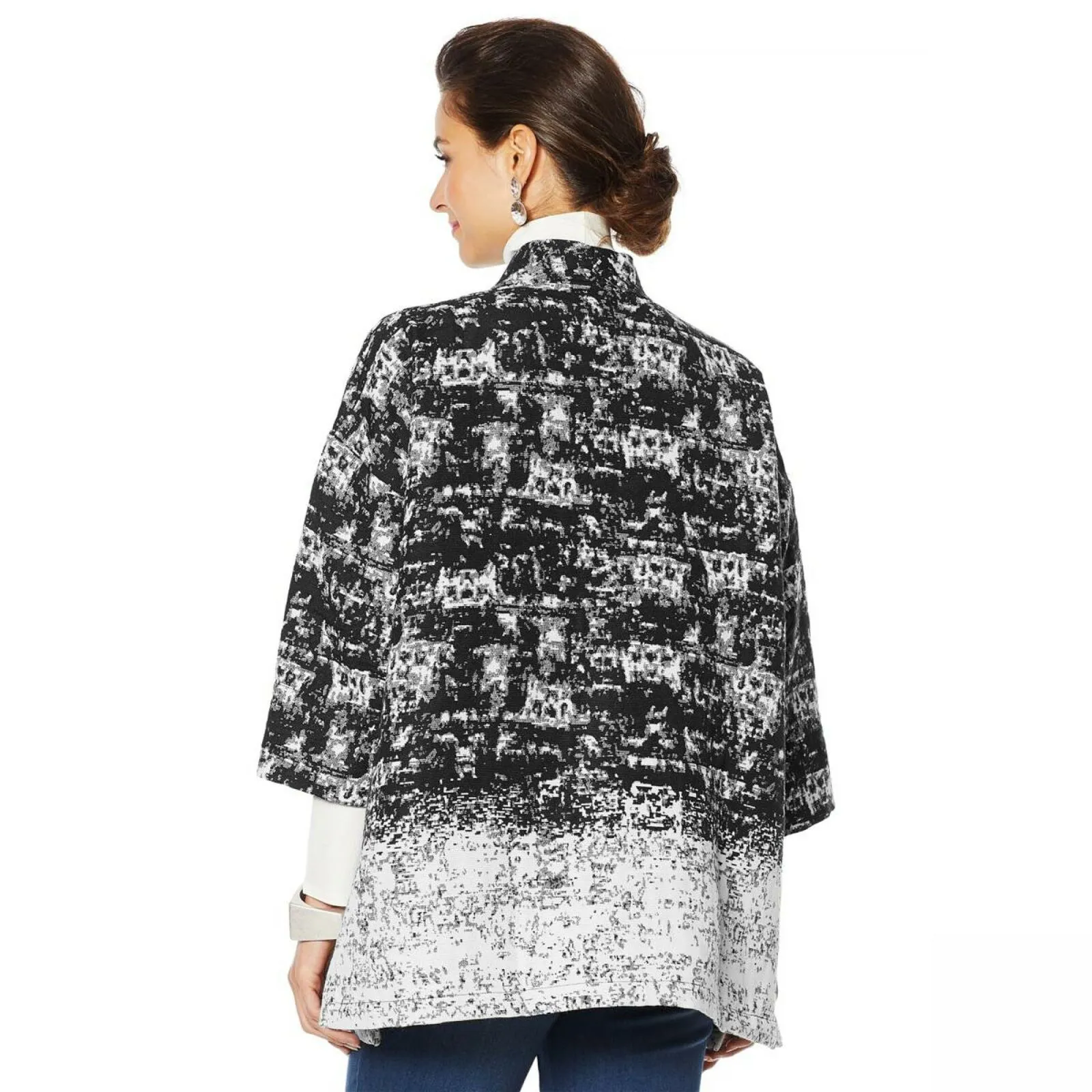 MarlaWynne Women's Plus Size Stipple Jacquard Jacket