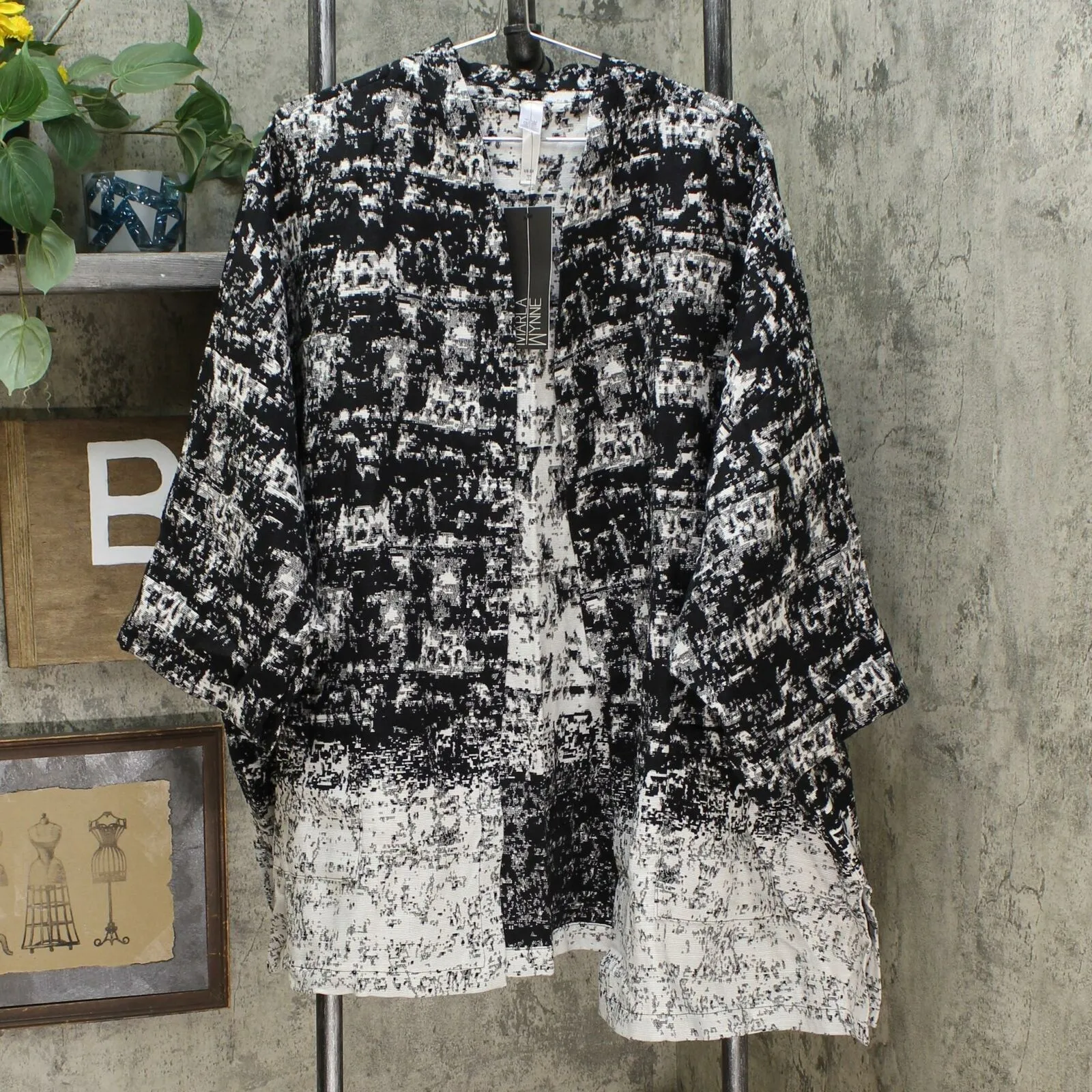 MarlaWynne Women's Plus Size Stipple Jacquard Jacket