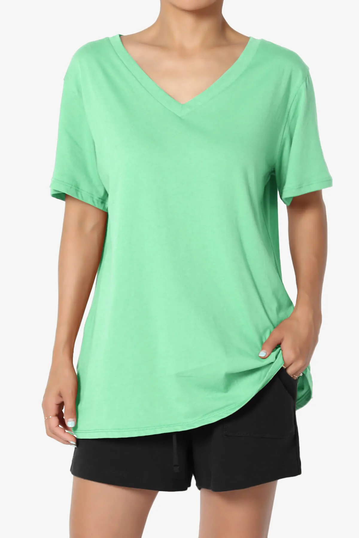 Mayra V-Neck Cotton Boyfriend Tee PLUS