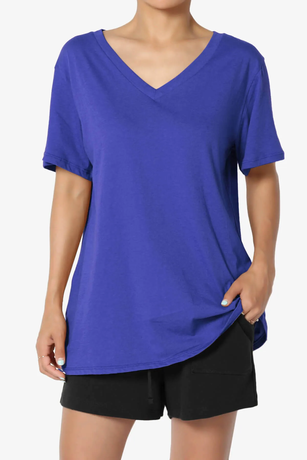 Mayra V-Neck Cotton Boyfriend Tee PLUS