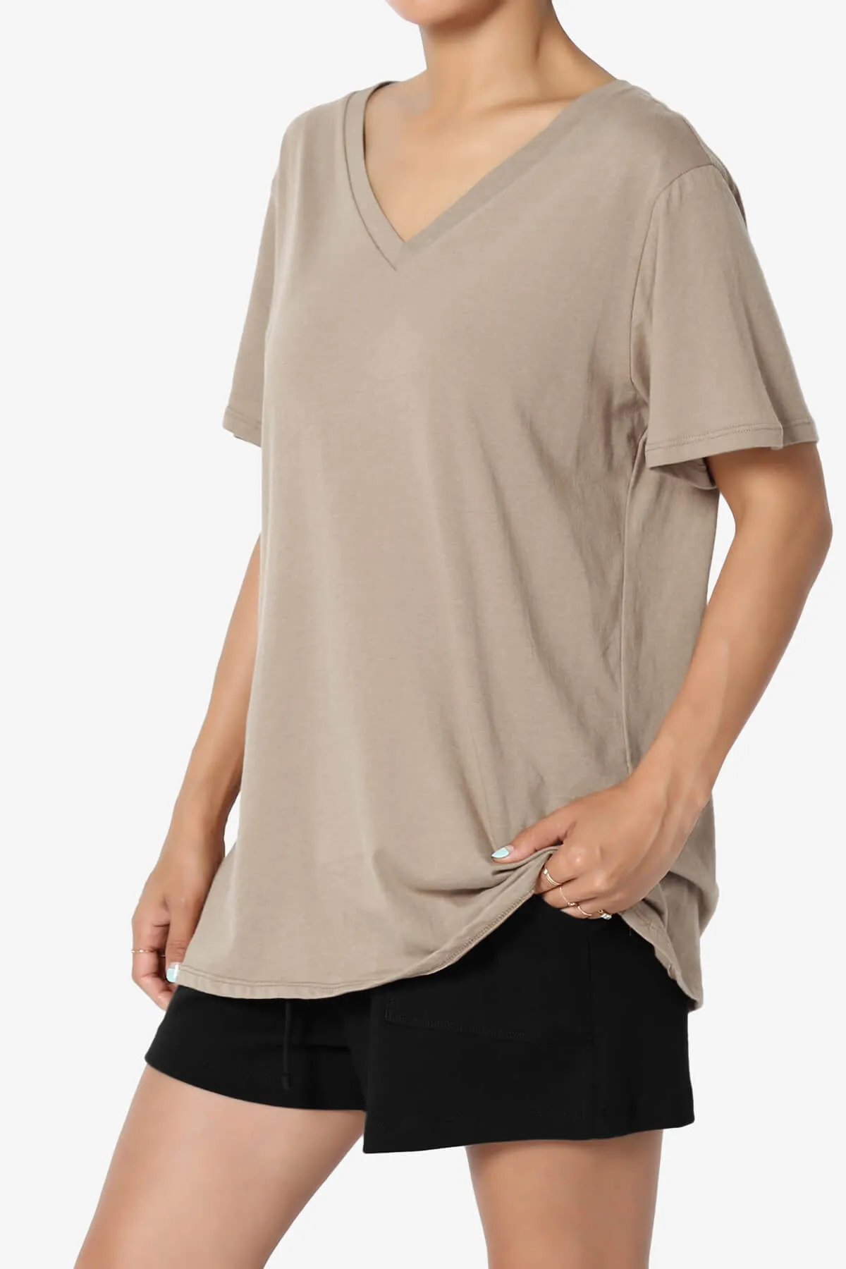 Mayra V-Neck Cotton Boyfriend Tee PLUS