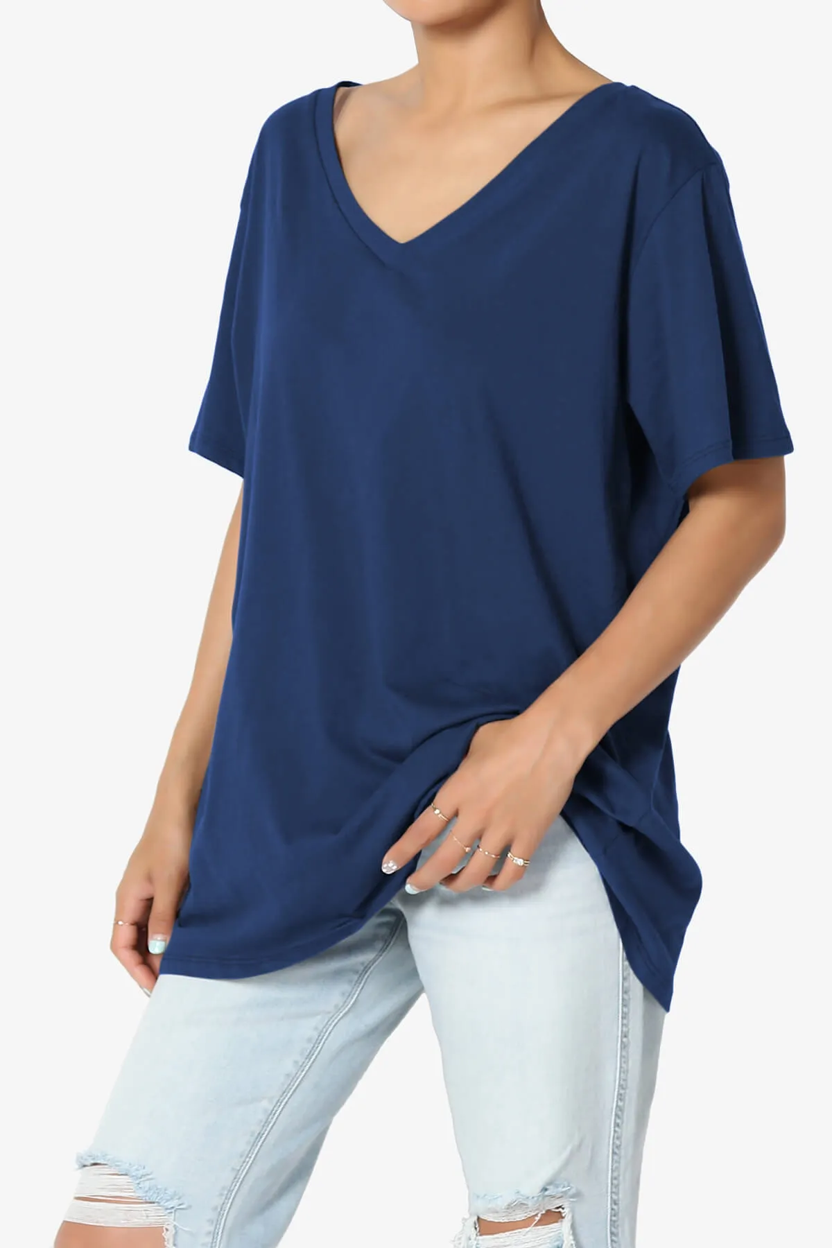 Mayra V-Neck Cotton Boyfriend Tee PLUS