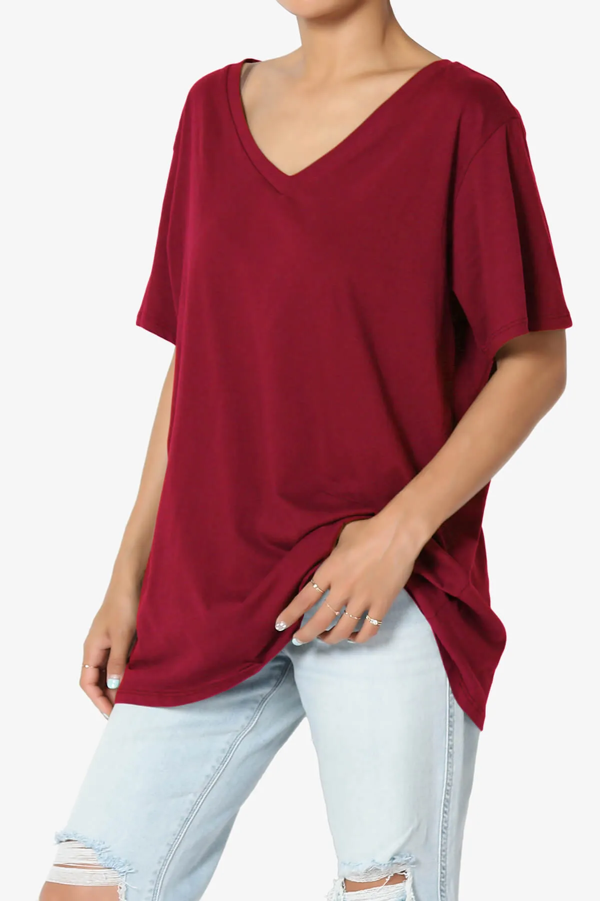 Mayra V-Neck Cotton Boyfriend Tee PLUS