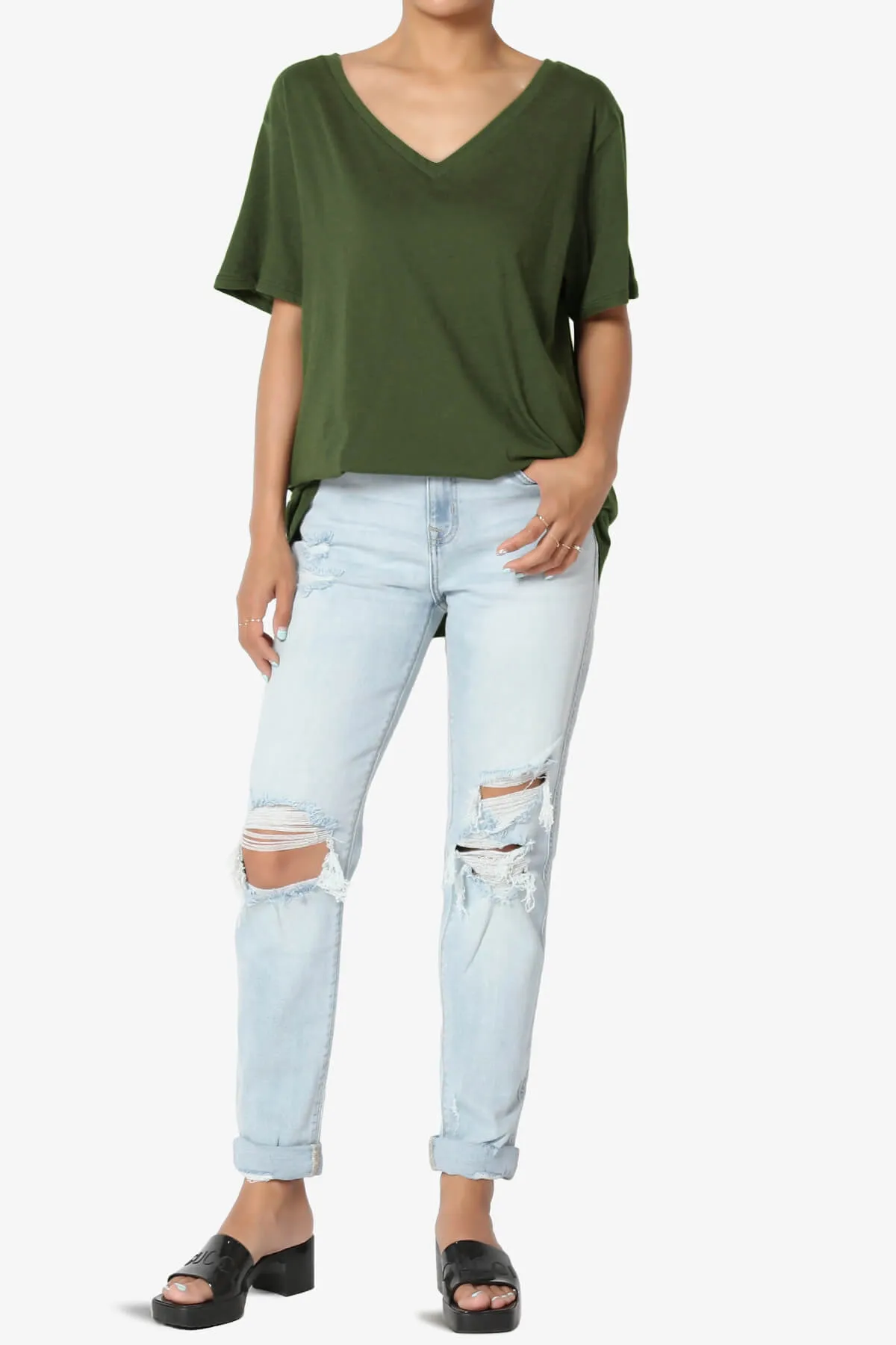 Mayra V-Neck Cotton Boyfriend Tee PLUS