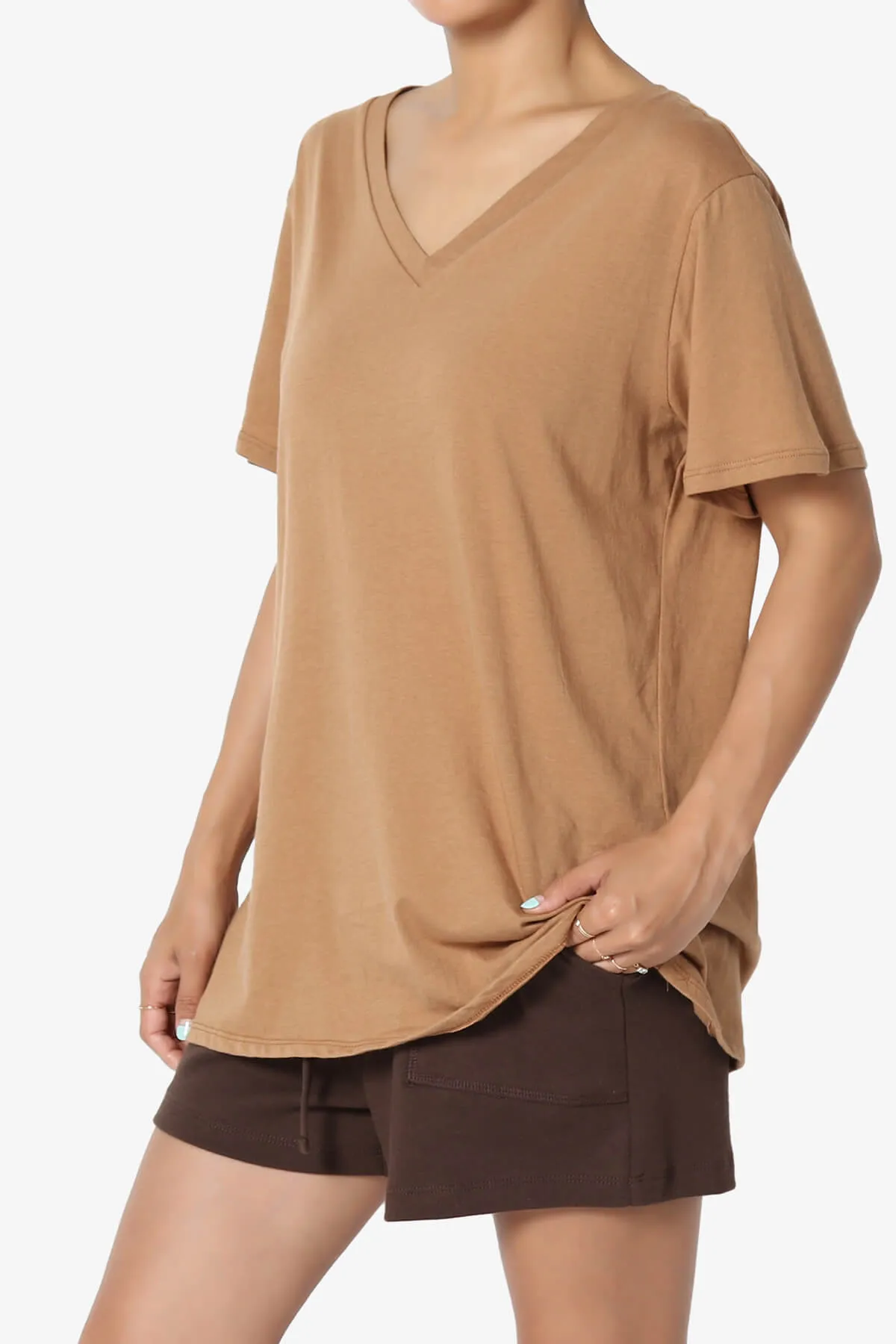 Mayra V-Neck Cotton Boyfriend Tee PLUS