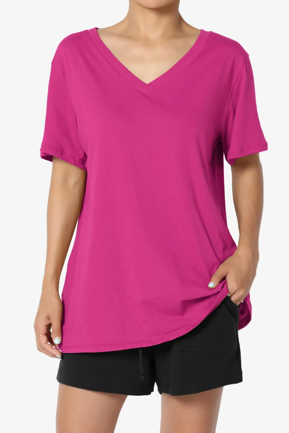 Mayra V-Neck Cotton Boyfriend Tee PLUS