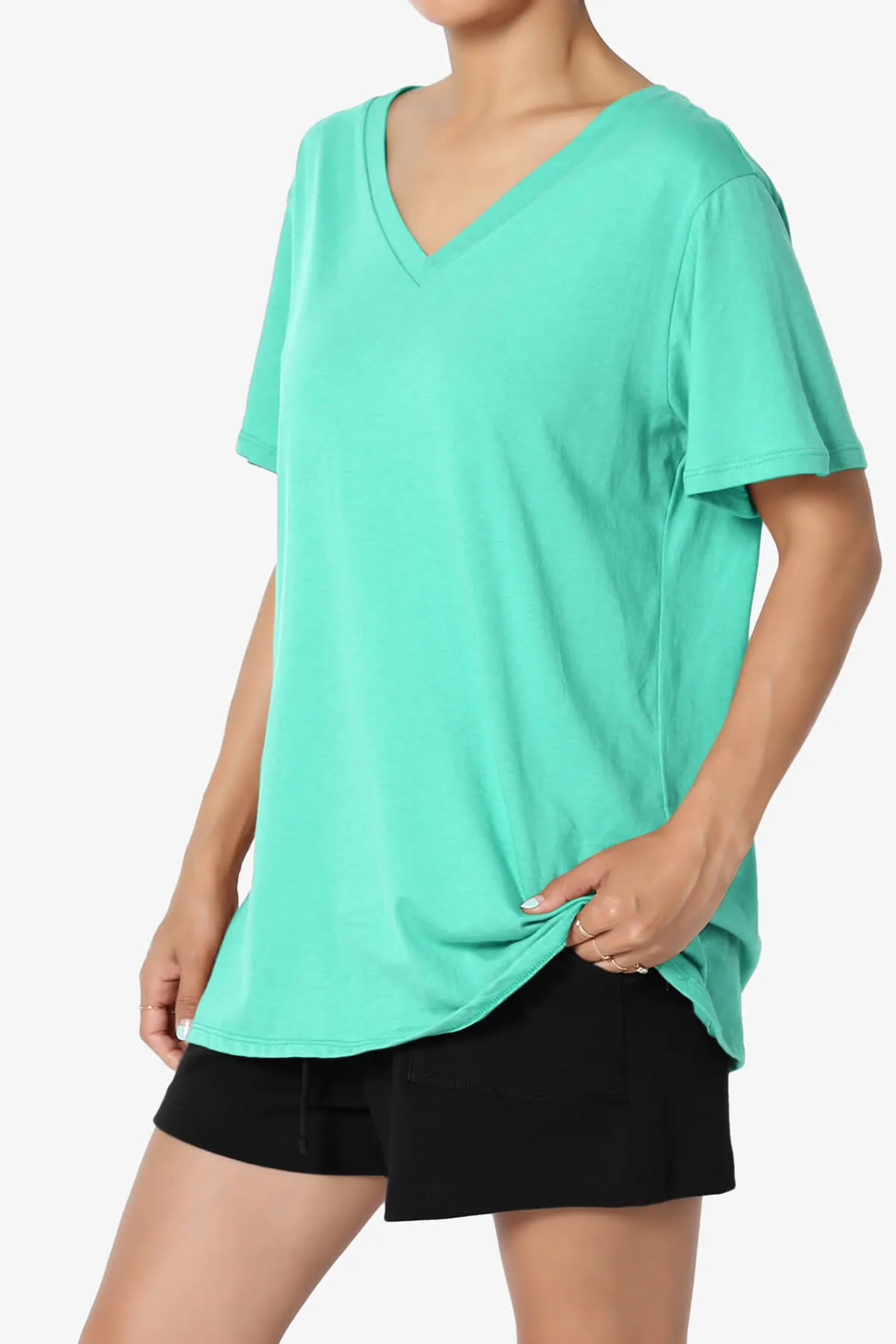 Mayra V-Neck Cotton Boyfriend Tee PLUS