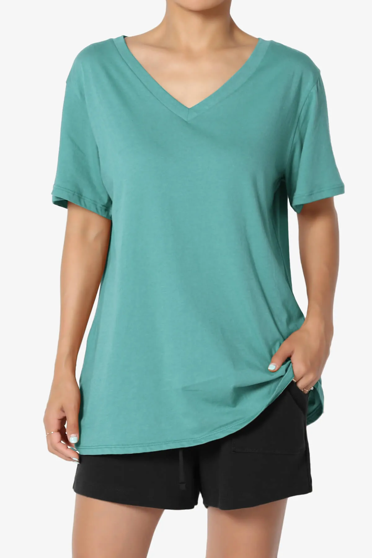 Mayra V-Neck Cotton Boyfriend Tee PLUS