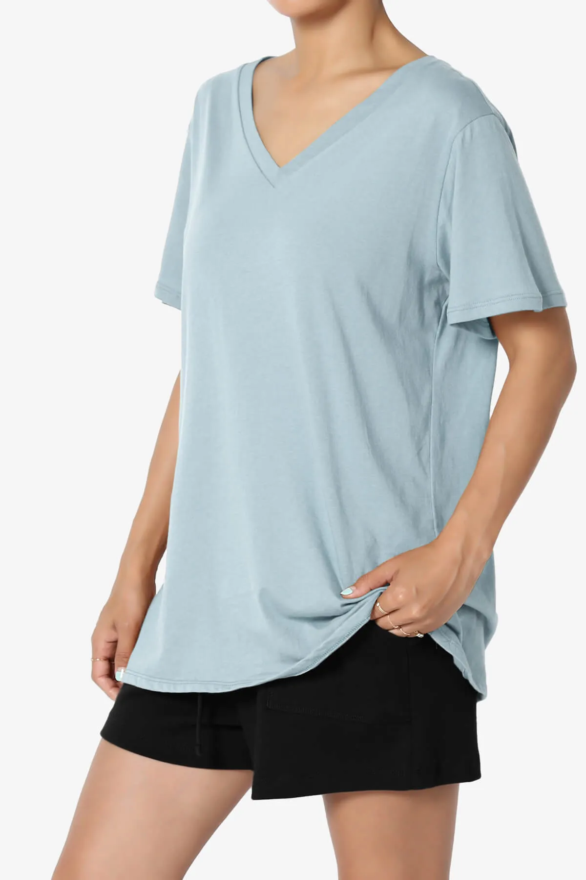 Mayra V-Neck Cotton Boyfriend Tee PLUS
