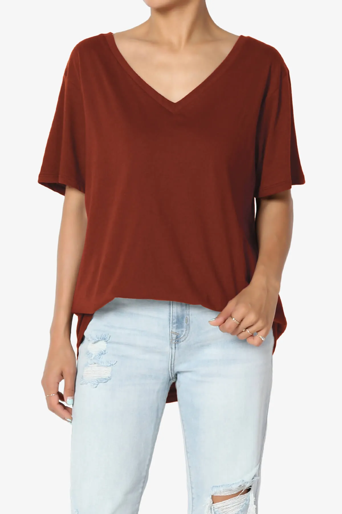 Mayra V-Neck Cotton Boyfriend Tee PLUS