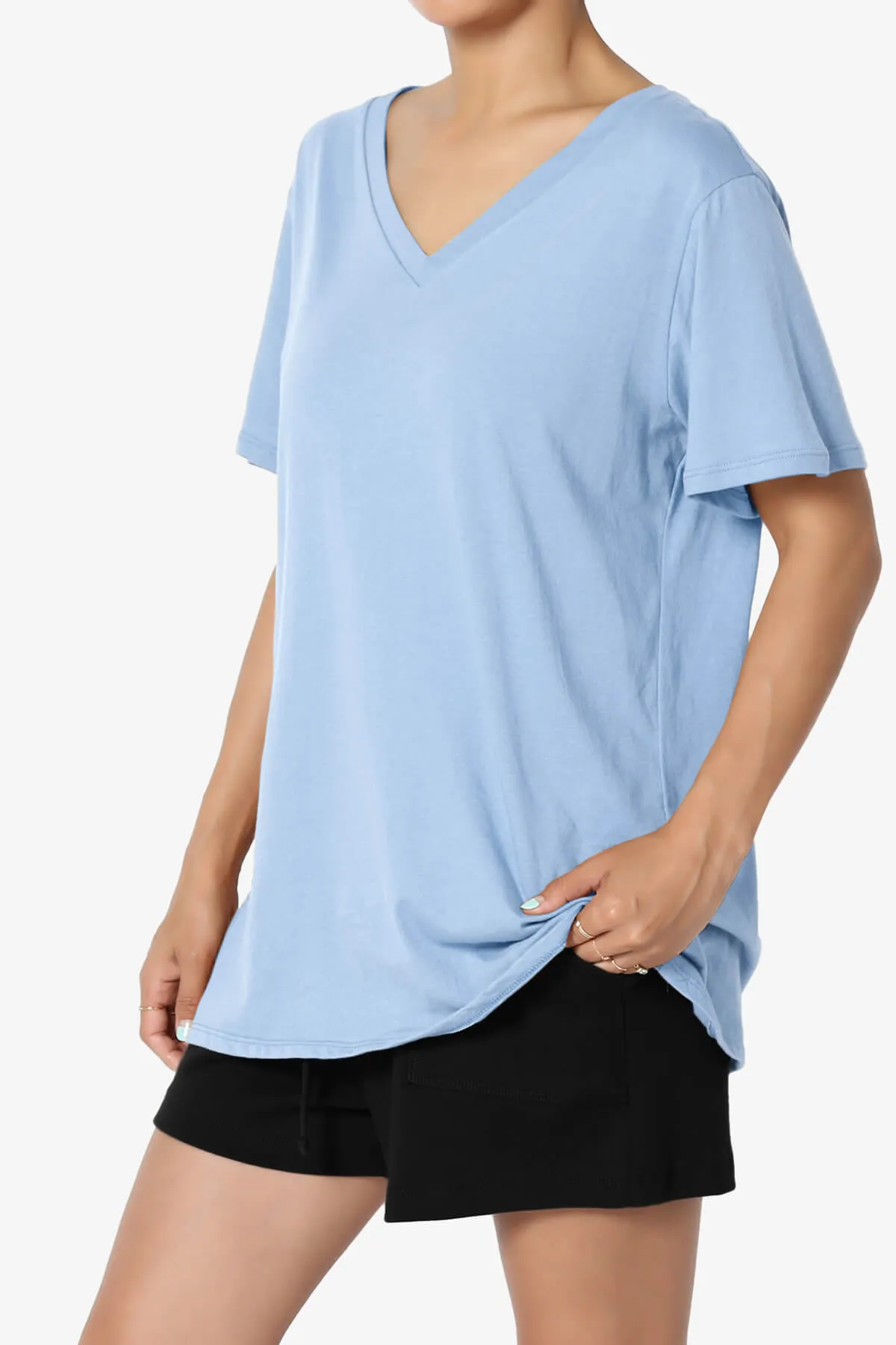 Mayra V-Neck Cotton Boyfriend Tee PLUS