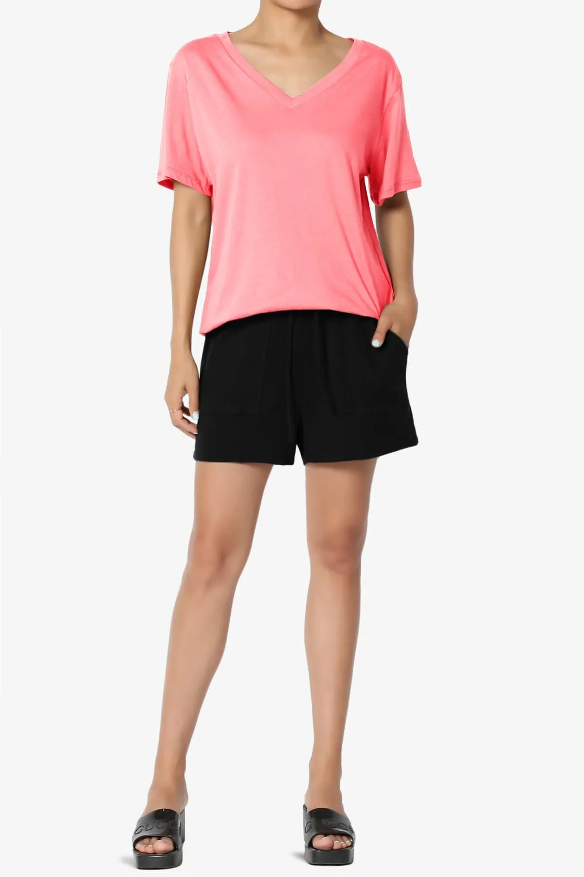 Mayra V-Neck Cotton Boyfriend Tee PLUS