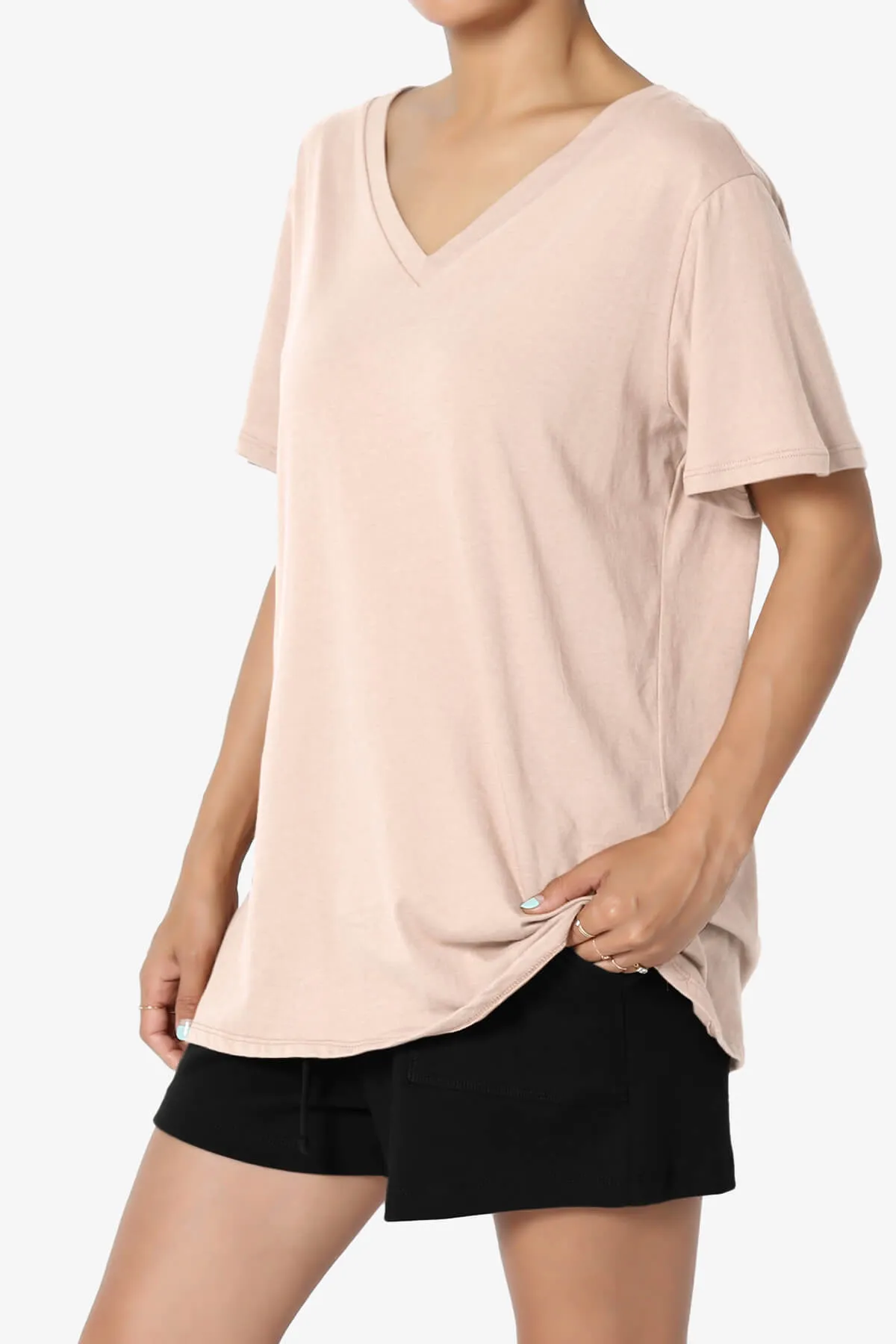 Mayra V-Neck Cotton Boyfriend Tee PLUS