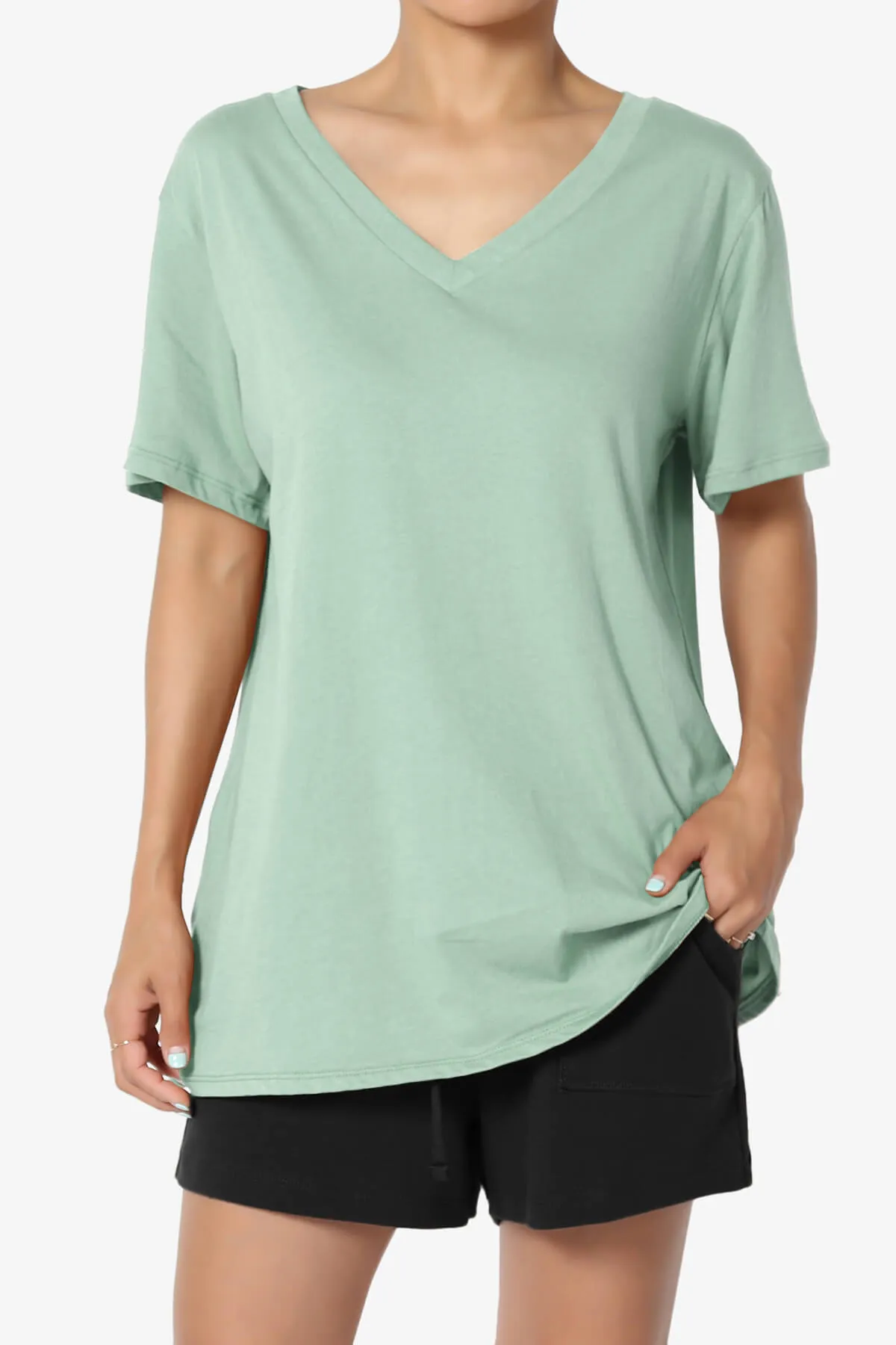 Mayra V-Neck Cotton Boyfriend Tee PLUS