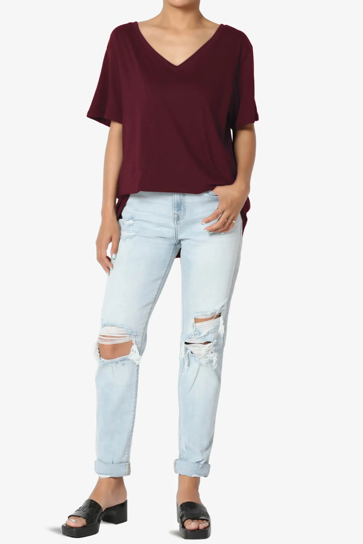 Mayra V-Neck Cotton Boyfriend Tee PLUS