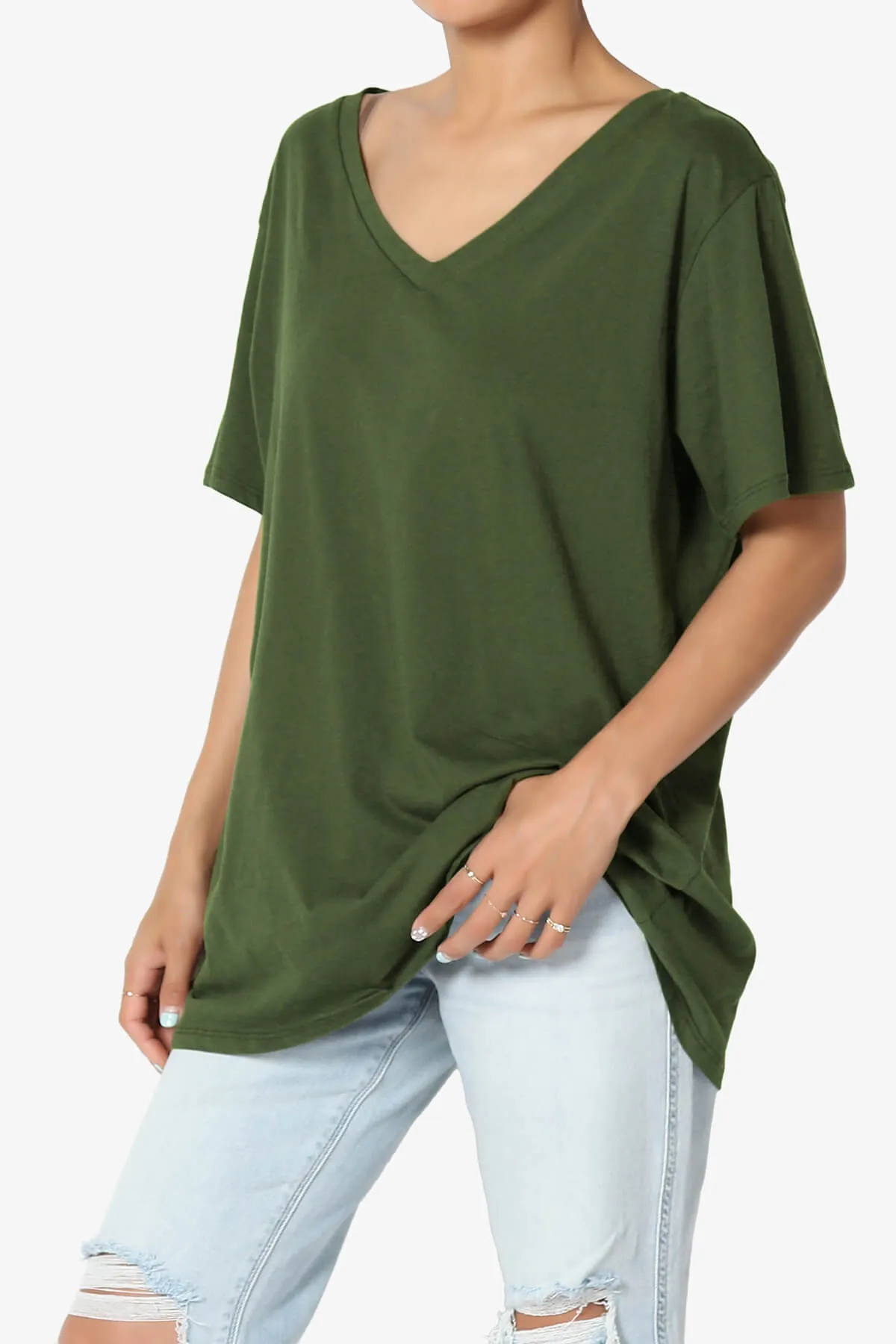 Mayra V-Neck Cotton Boyfriend Tee PLUS
