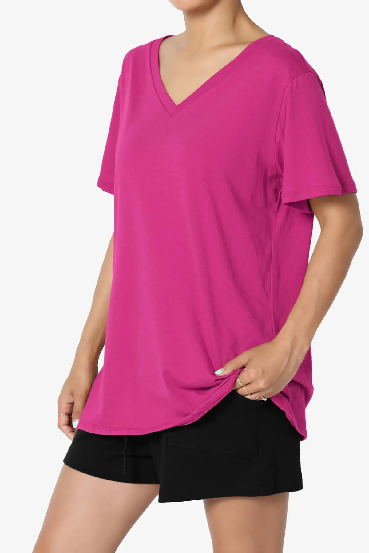 Mayra V-Neck Cotton Boyfriend Tee PLUS