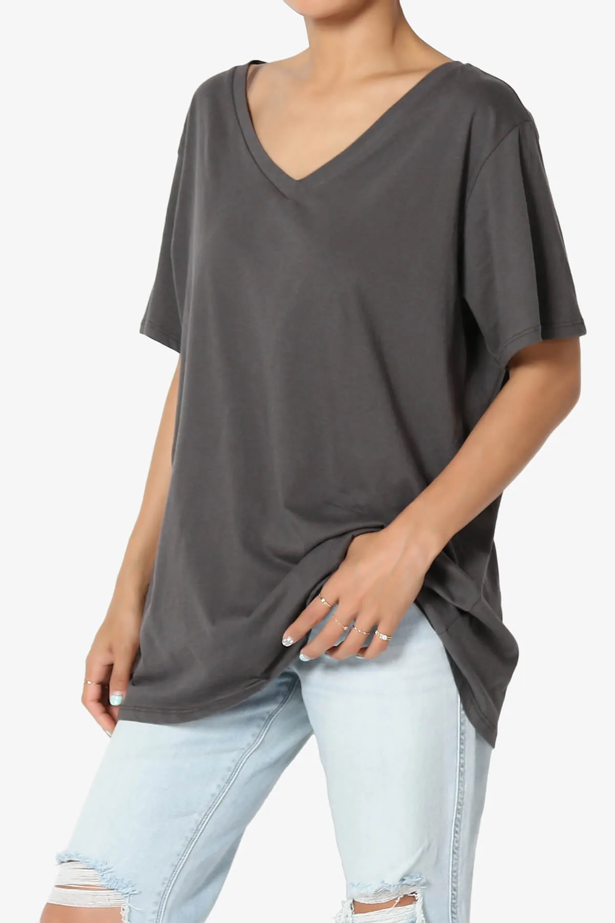 Mayra V-Neck Cotton Boyfriend Tee PLUS