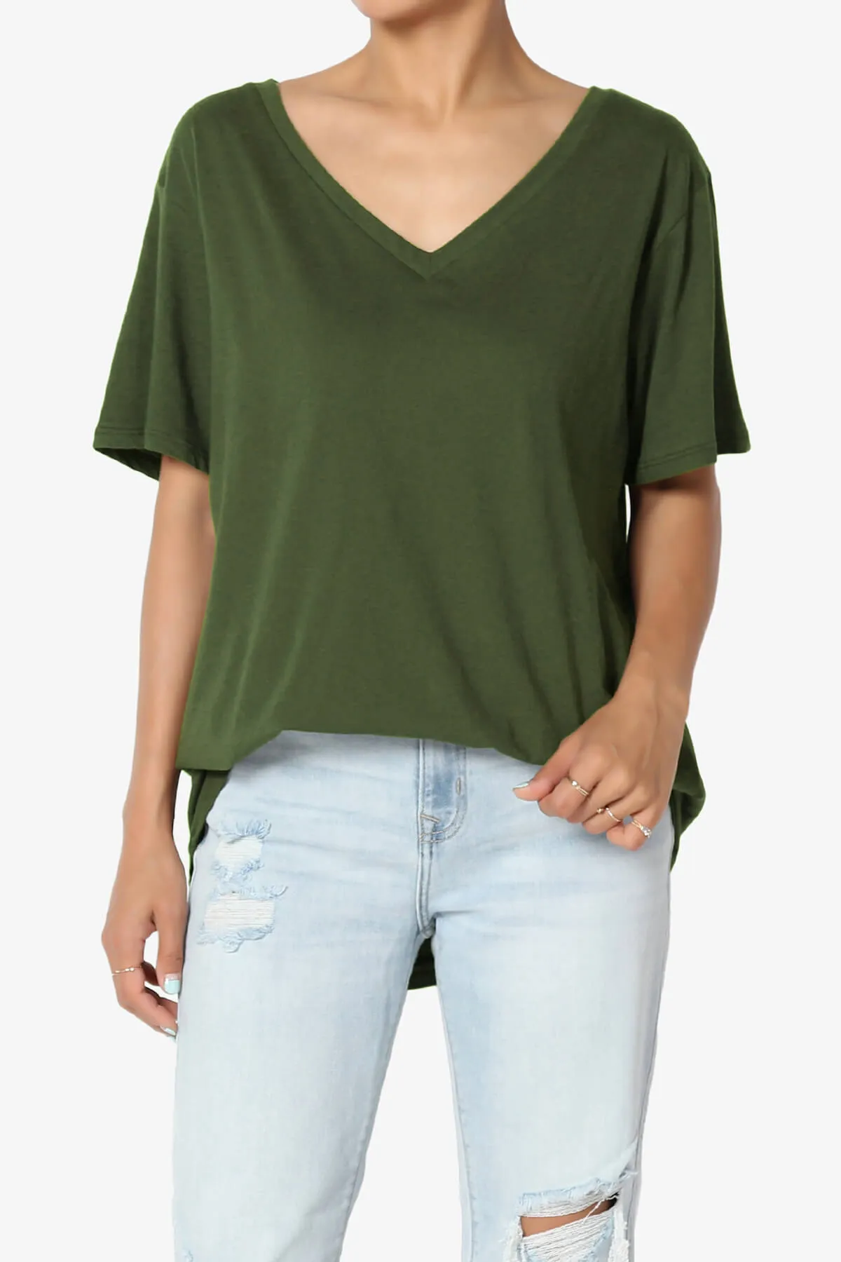 Mayra V-Neck Cotton Boyfriend Tee PLUS