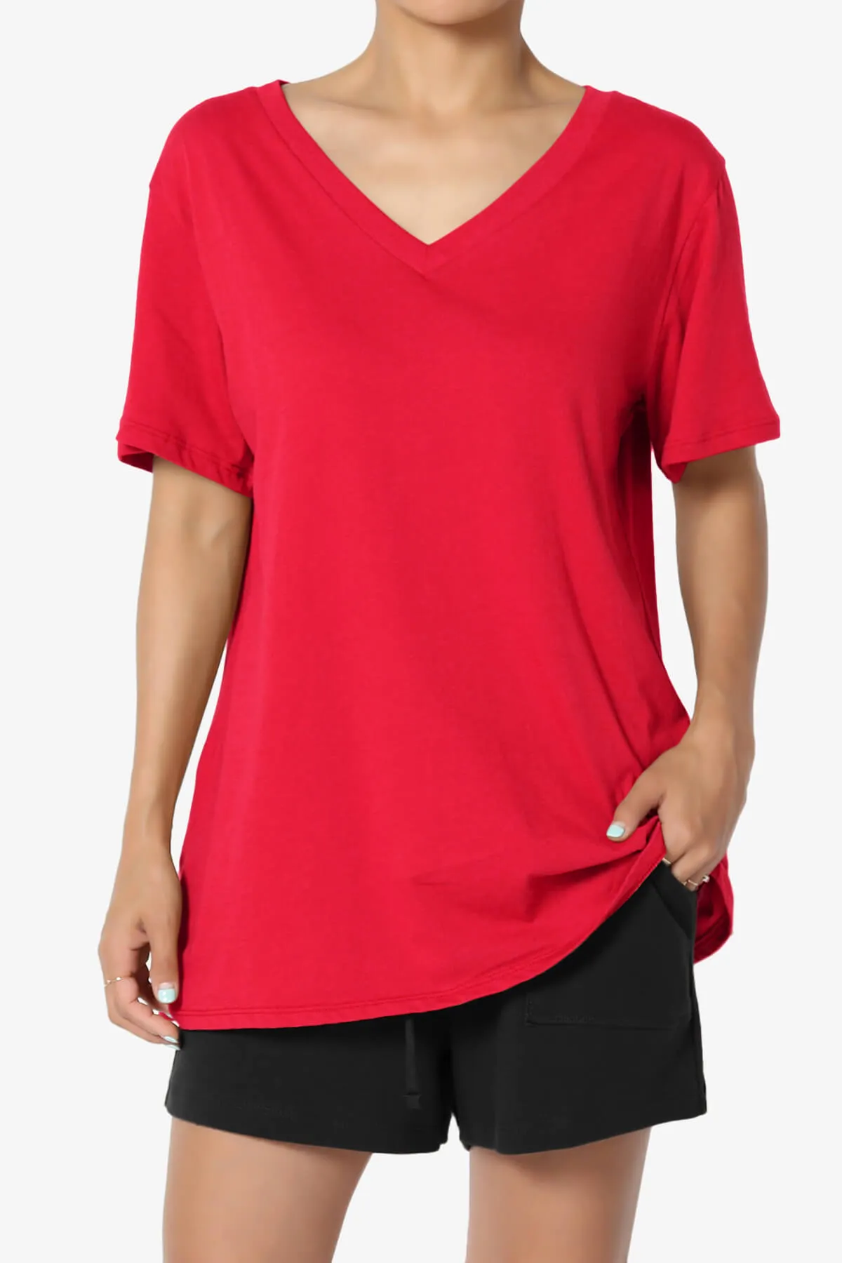 Mayra V-Neck Cotton Boyfriend Tee PLUS