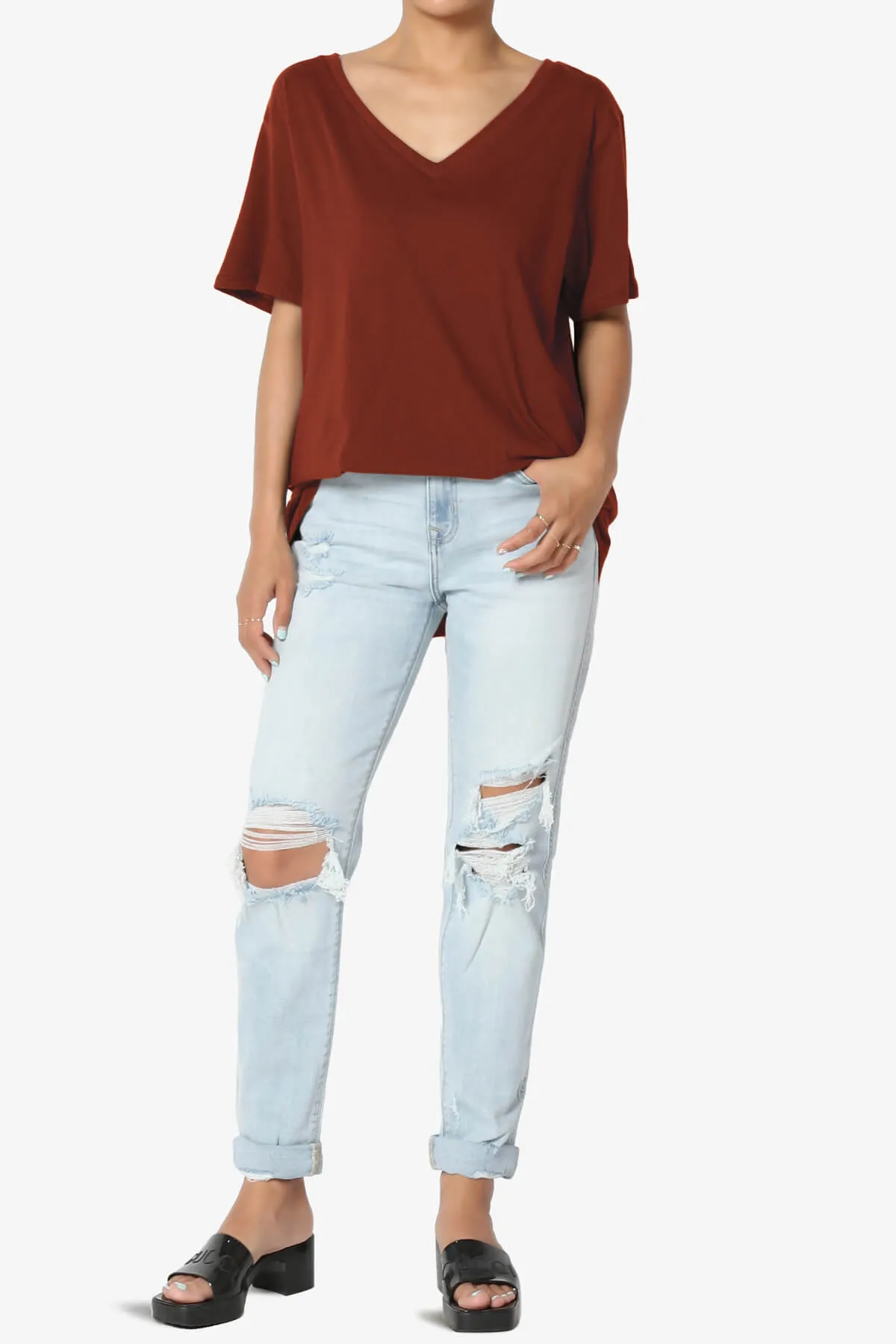 Mayra V-Neck Cotton Boyfriend Tee PLUS
