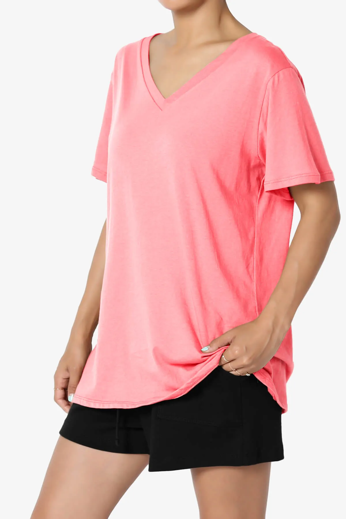 Mayra V-Neck Cotton Boyfriend Tee PLUS