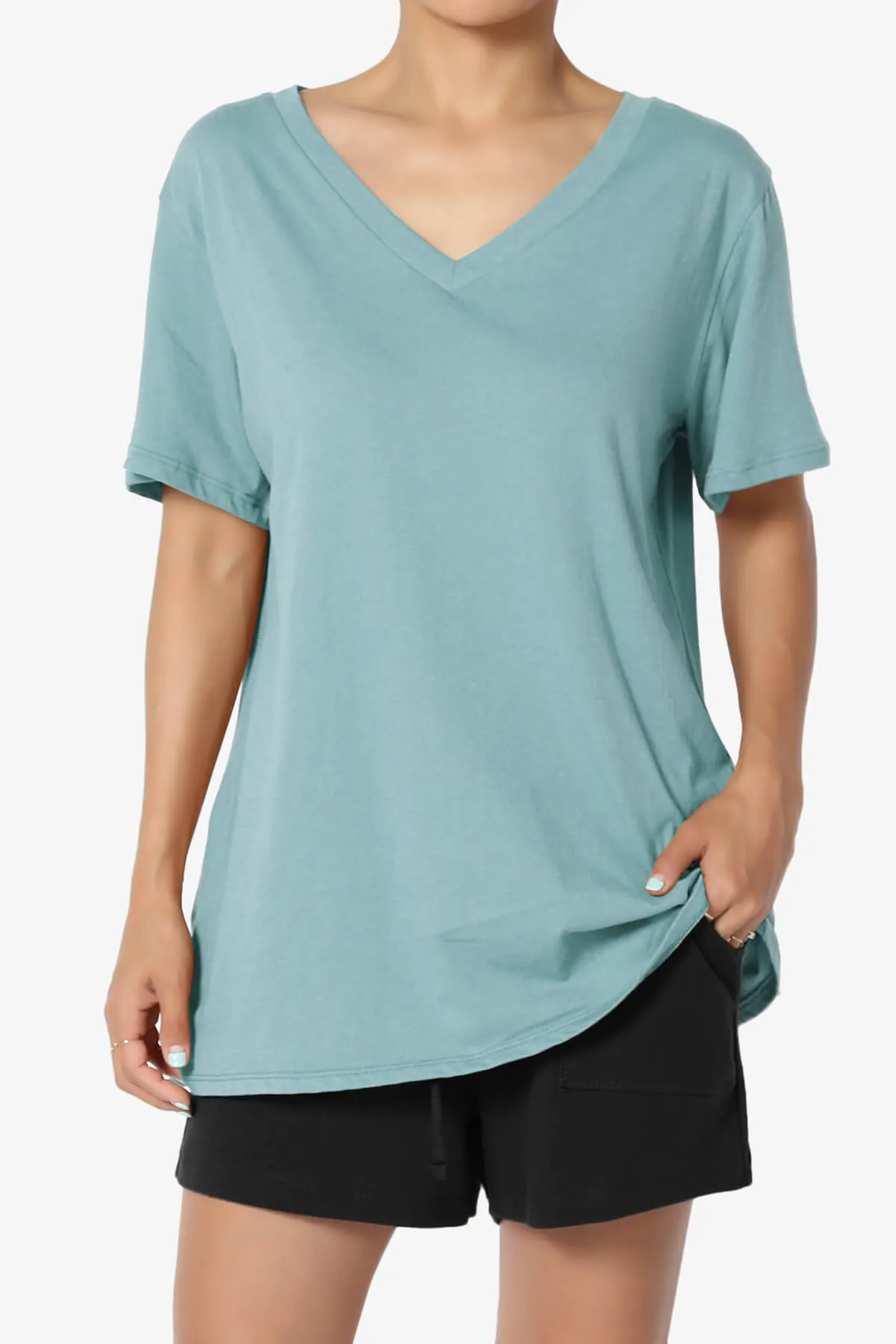 Mayra V-Neck Cotton Boyfriend Tee PLUS