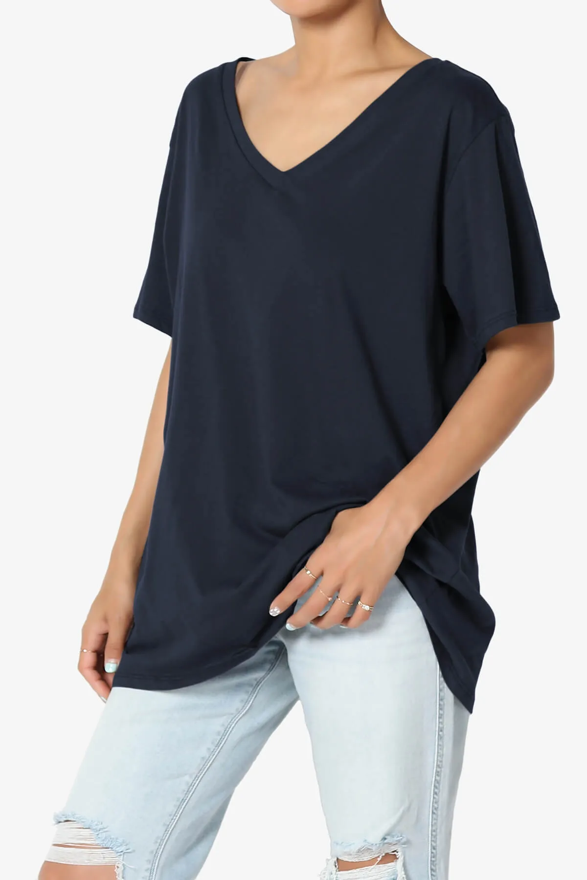 Mayra V-Neck Cotton Boyfriend Tee PLUS