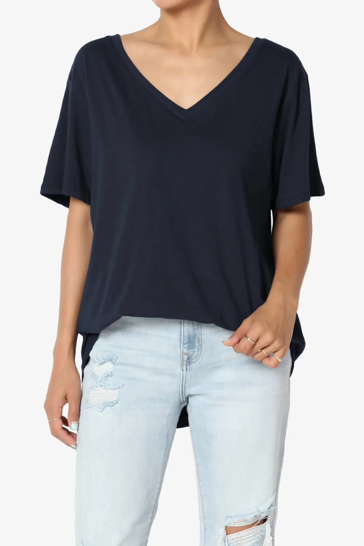 Mayra V-Neck Cotton Boyfriend Tee PLUS