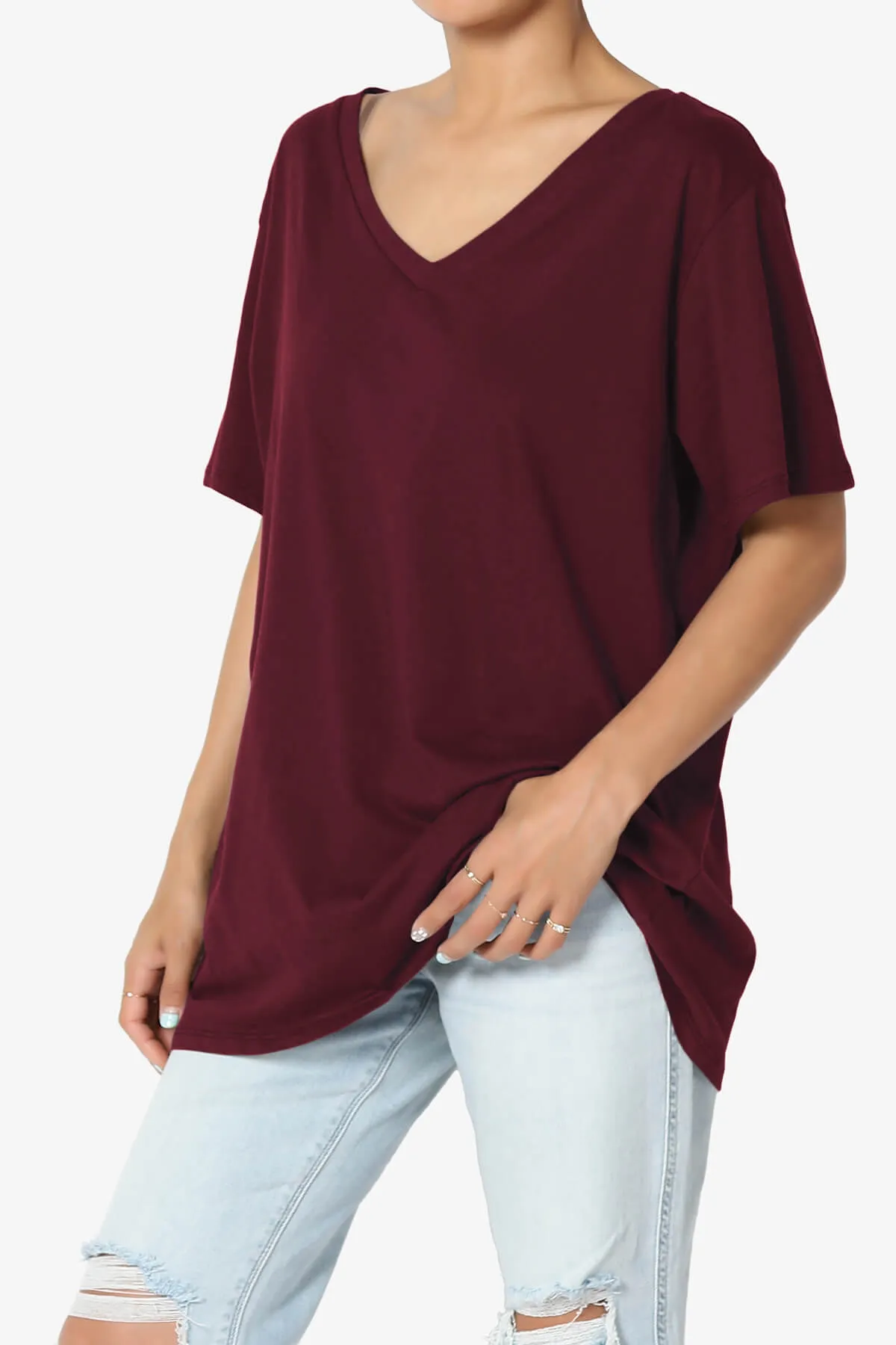 Mayra V-Neck Cotton Boyfriend Tee PLUS