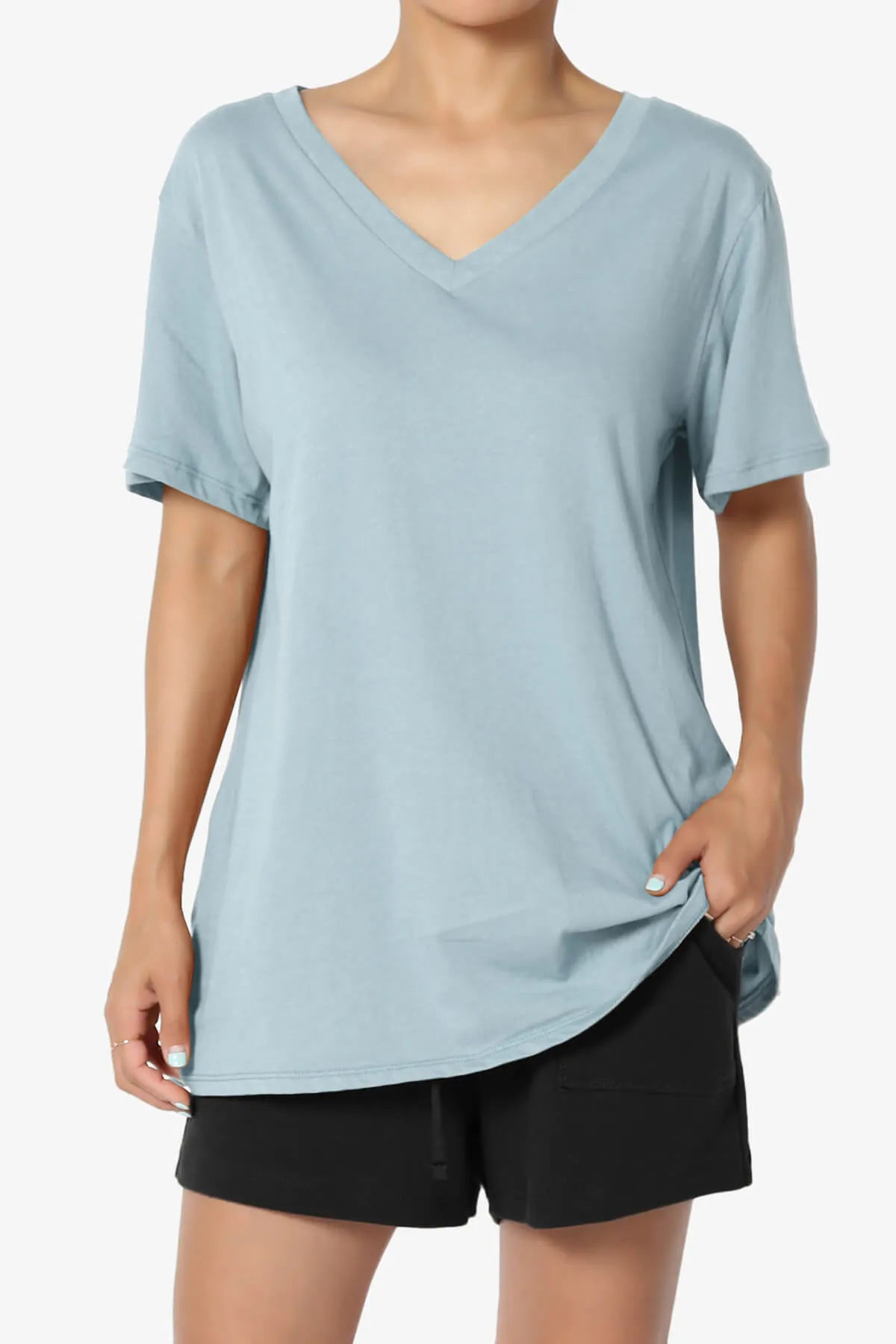 Mayra V-Neck Cotton Boyfriend Tee PLUS
