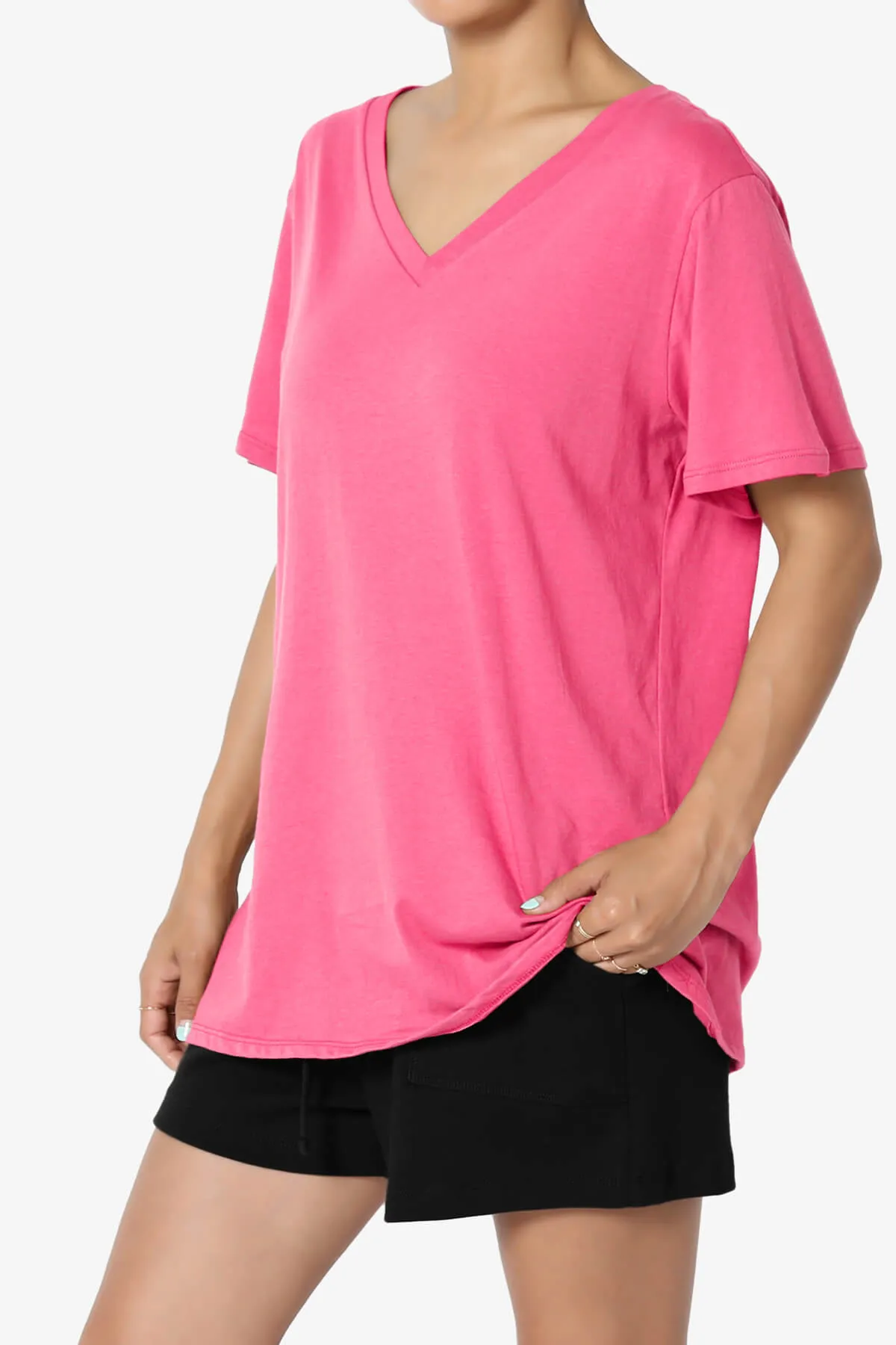 Mayra V-Neck Cotton Boyfriend Tee PLUS