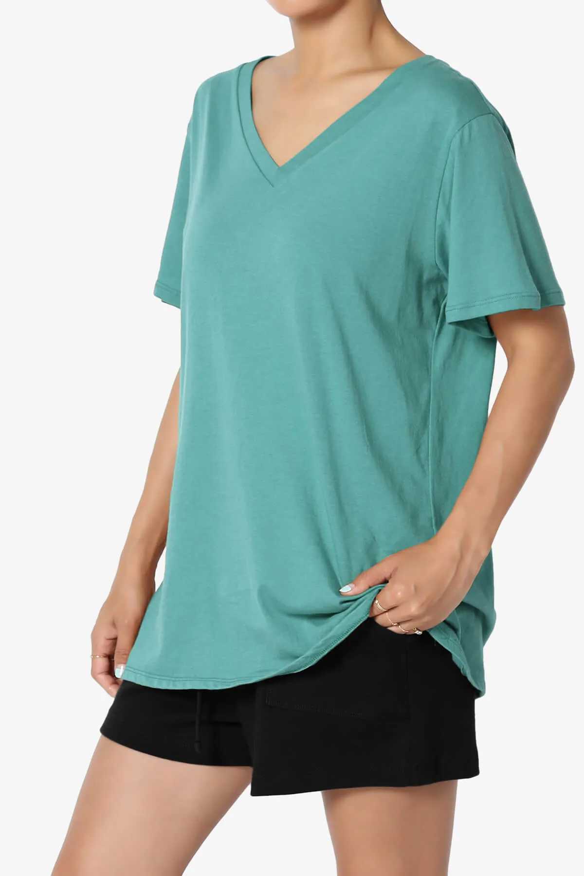 Mayra V-Neck Cotton Boyfriend Tee PLUS