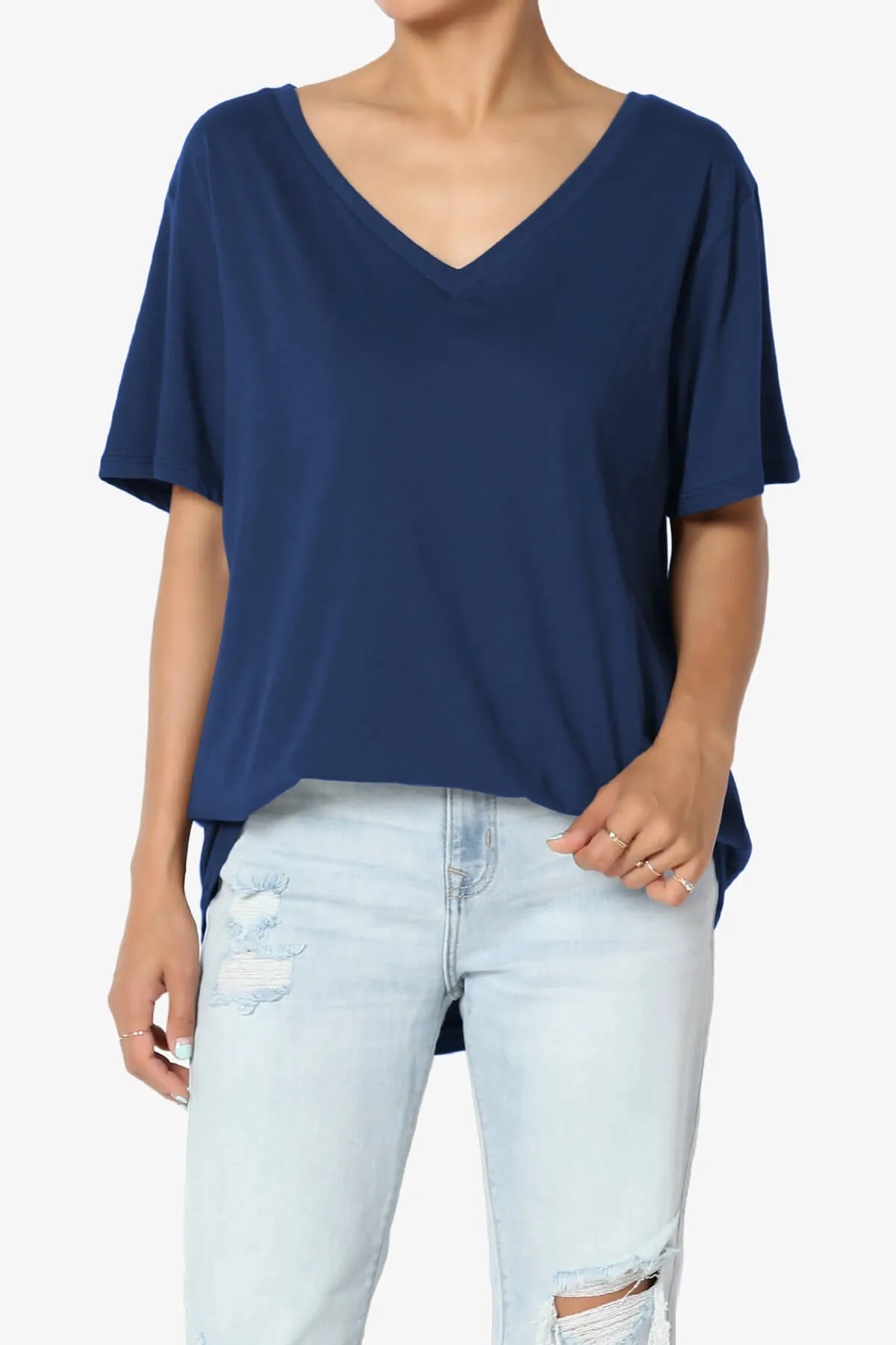 Mayra V-Neck Cotton Boyfriend Tee PLUS