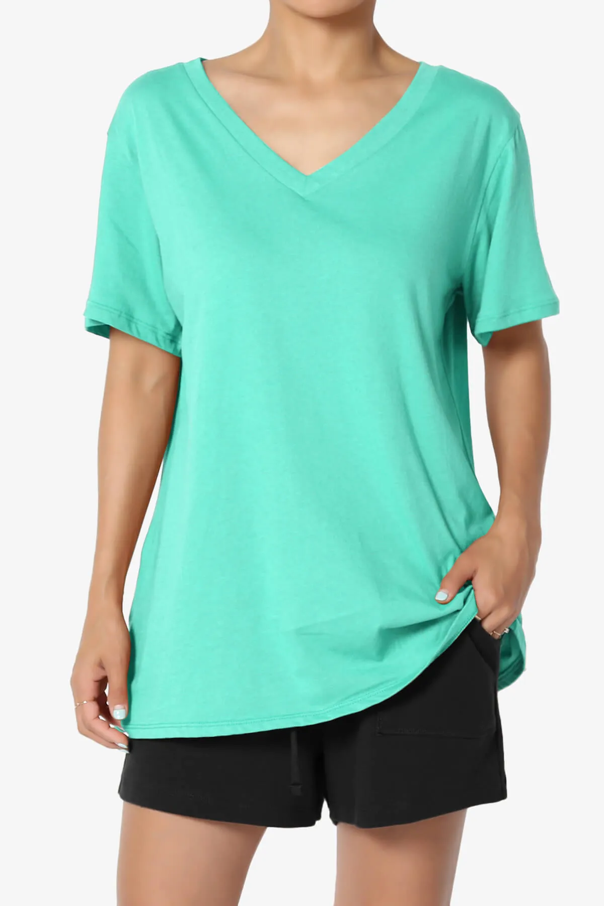Mayra V-Neck Cotton Boyfriend Tee PLUS