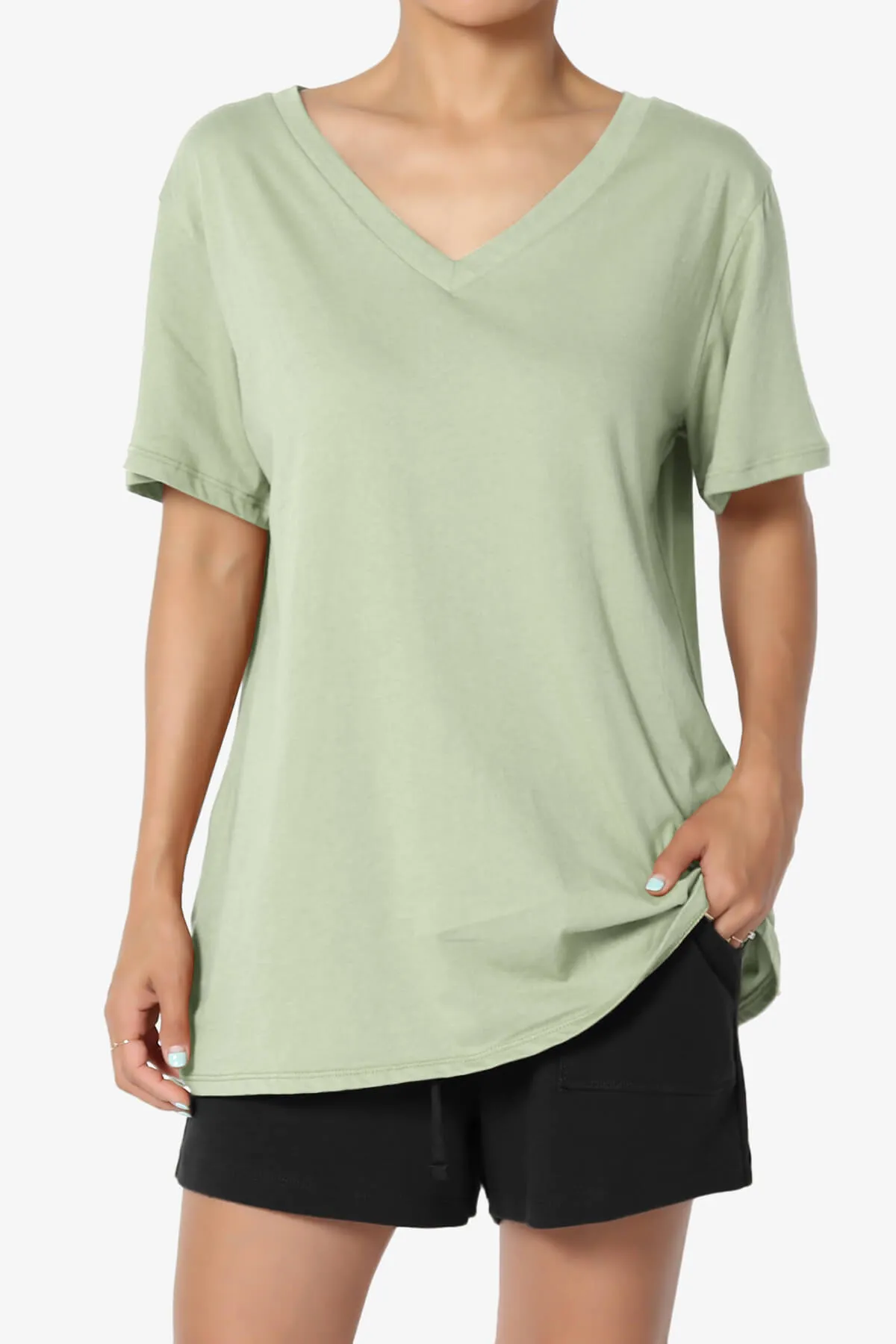 Mayra V-Neck Cotton Boyfriend Tee PLUS