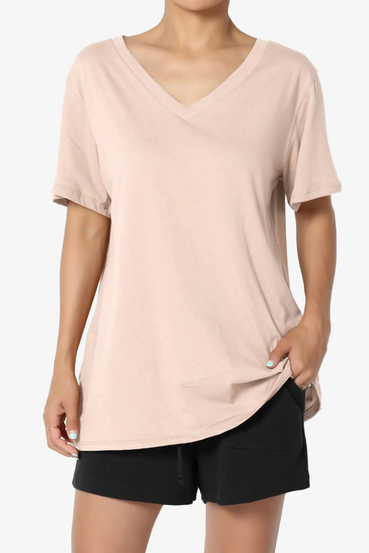 Mayra V-Neck Cotton Boyfriend Tee PLUS
