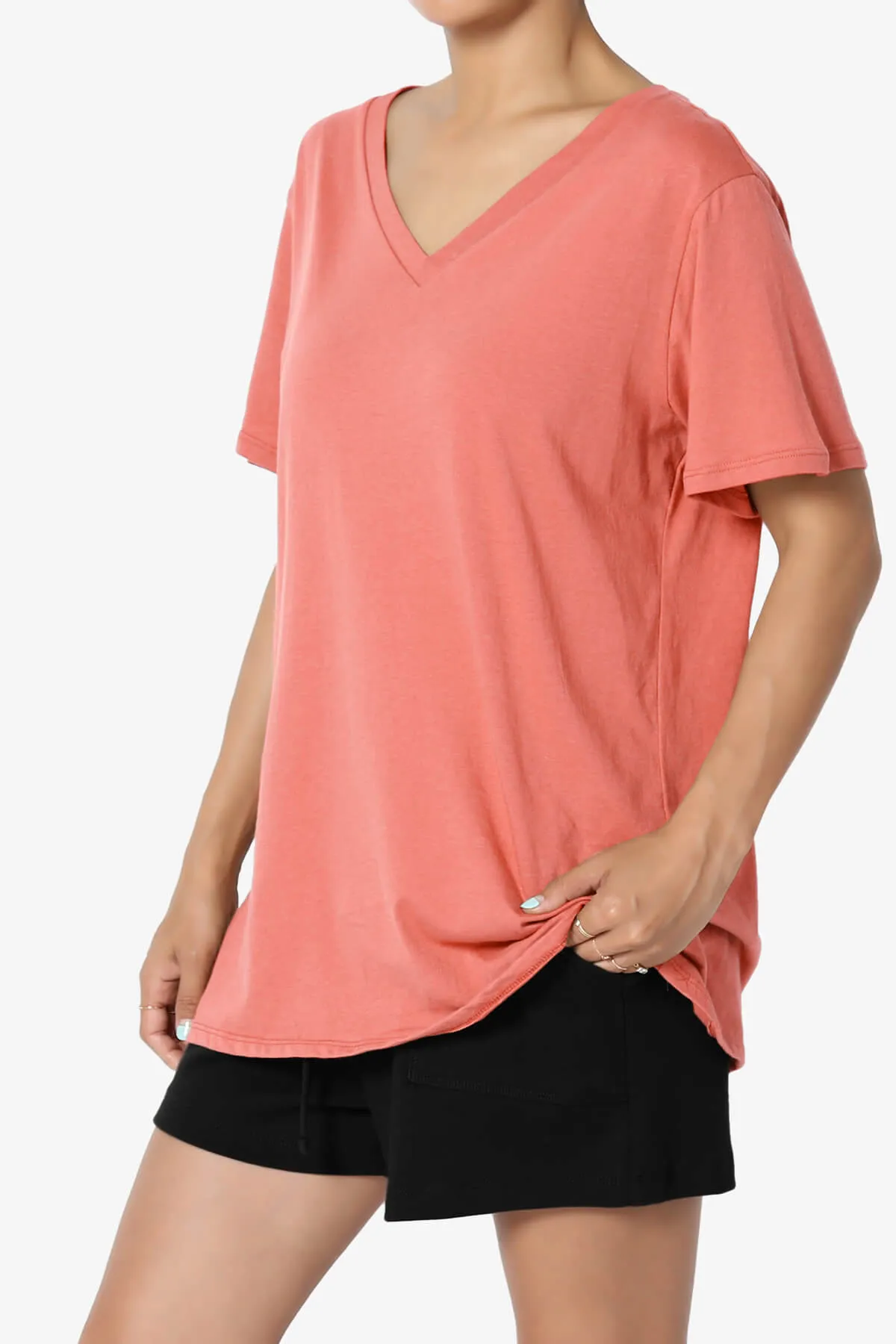 Mayra V-Neck Cotton Boyfriend Tee PLUS