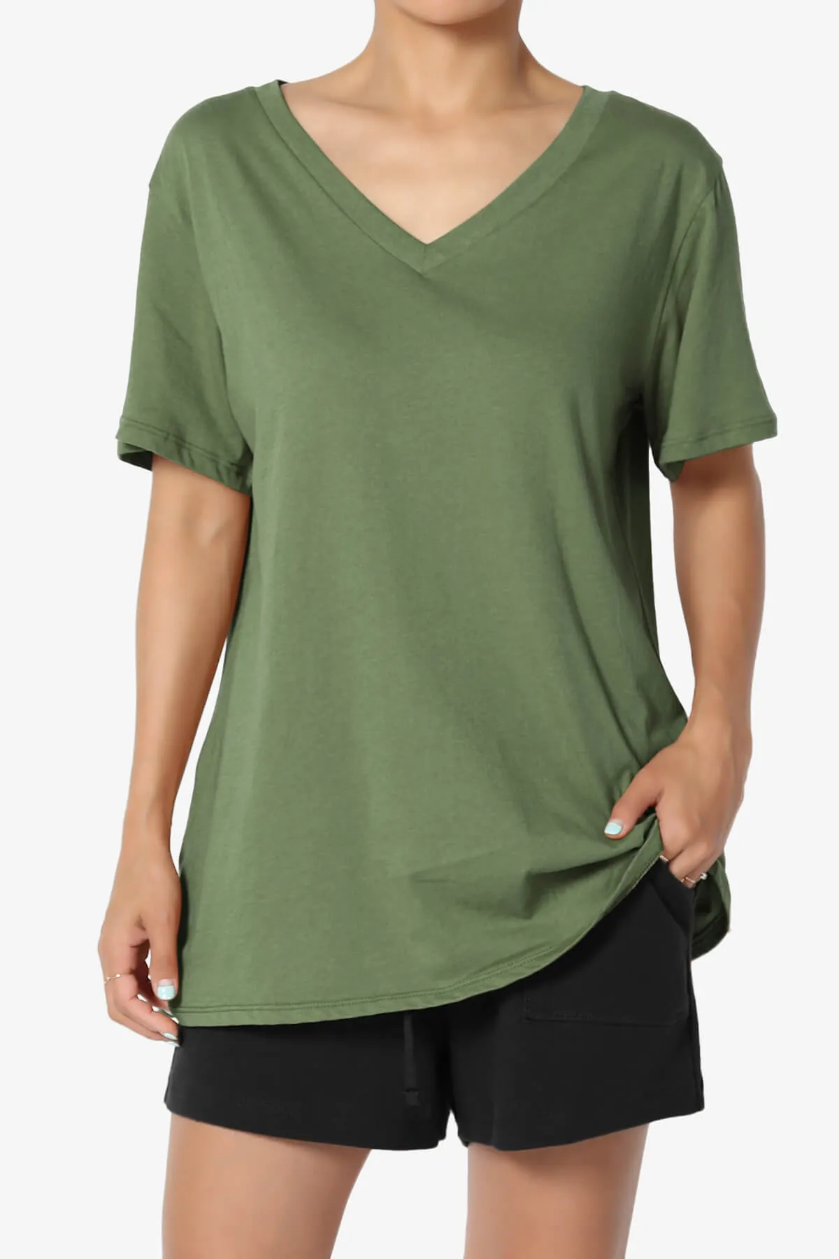 Mayra V-Neck Cotton Boyfriend Tee PLUS