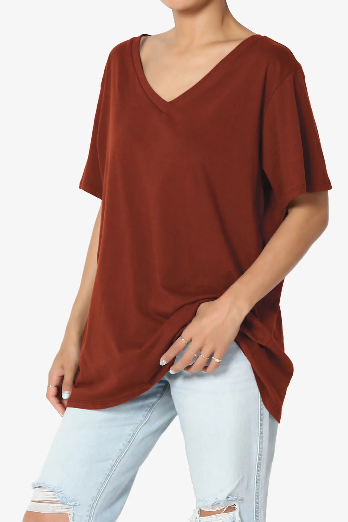 Mayra V-Neck Cotton Boyfriend Tee PLUS