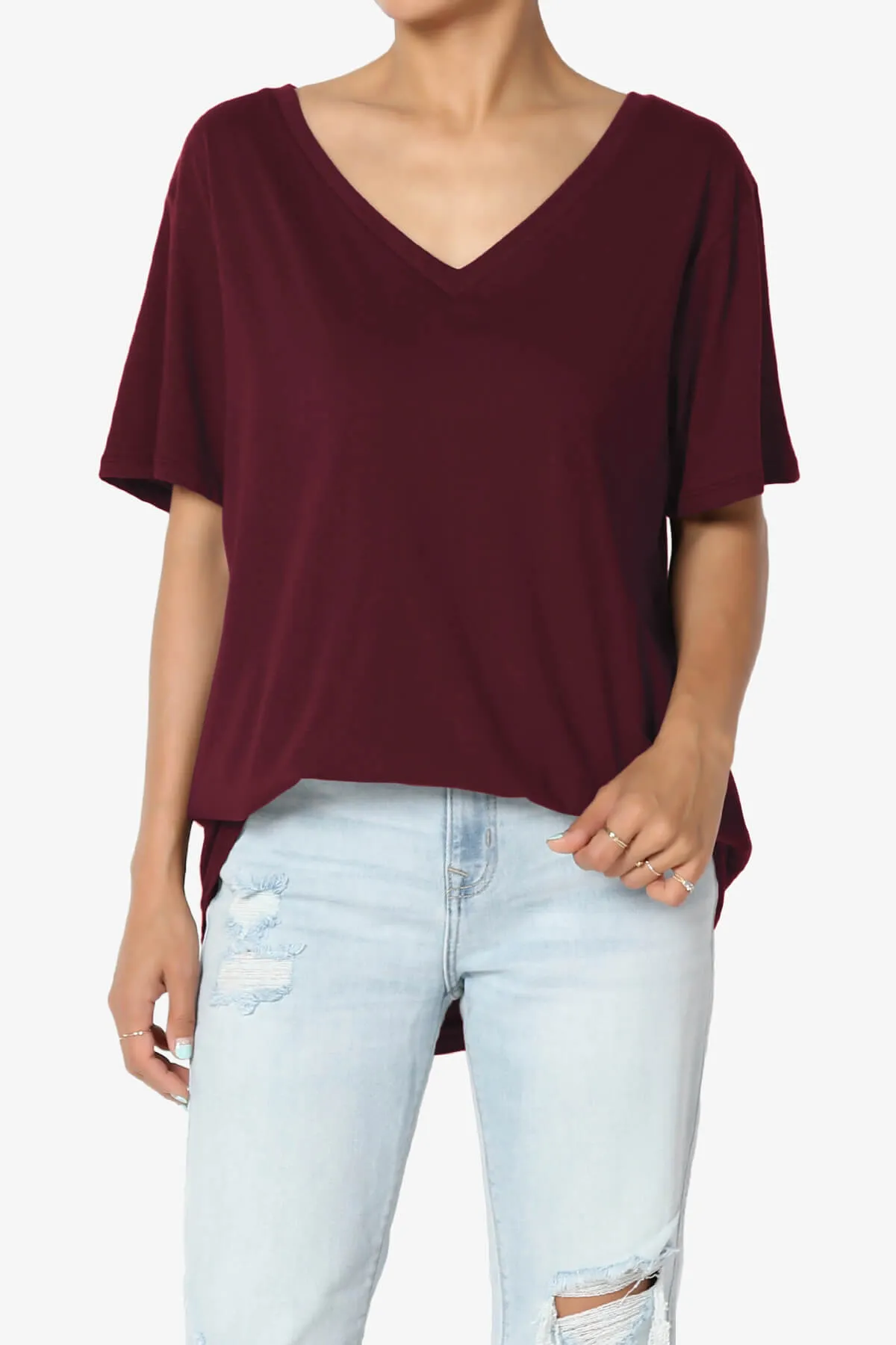 Mayra V-Neck Cotton Boyfriend Tee PLUS